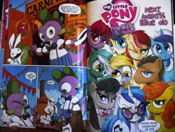 Size: 1600x1200 | Tagged: safe, artist:andypriceart, derpibooru import, idw, angel bunny, berry punch, berryshine, big macintosh, bon bon, carrot top, derpy hooves, doctor whooves, golden harvest, lyra heartstrings, minuette, octavia melody, roseluck, spike, sweetie drops, time turner, vinyl scratch, winona, earth pony, pony, spoiler:comic, spoiler:comic09, background pony, background six, background ten, facepaw, male, moustache, official comic, parody, stallion