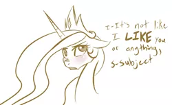 Size: 706x432 | Tagged: artist:jessy, blushing, princess celestia, safe, solo, tsundelestia, tsundere