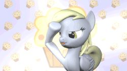 Size: 670x377 | Tagged: safe, artist:argodaemon, derpibooru import, derpy hooves, pegasus, pony, 3d, :p, animated, female, food, mare, muffin, rainbow dash salutes, salute, solo, source filmmaker, tongue out