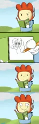 Size: 500x1564 | Tagged: artist:icebreak23, comic, crossover, derpibooru import, faic, maxwell (scribblenauts), pinkie pie, safe, scribblenauts