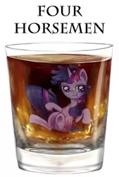 Size: 850x1255 | Tagged: safe, artist:ohthatandy, derpibooru import, twilight sparkle, pony, mentally advanced series, alcohol, cup of pony, micro, solo, whiskey