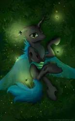 Size: 1200x1932 | Tagged: artist:xn-d, beautiful, changeling, derpibooru import, moth, mothling, mothpony, oc, on back, original species, safe, solo, species swap, unofficial characters only