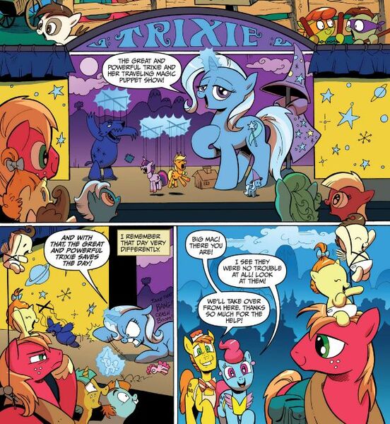 Size: 609x662 | Tagged: safe, artist:andypriceart, derpibooru import, idw, big macintosh, carrot cake, cup cake, pipsqueak, pound cake, pumpkin cake, snails, snips, trixie, earth pony, pony, spoiler:comic, spoiler:comic09, bo staff, donatello, male, masks, michelangelo, ninjas, nunchucks, staff, stallion, teenage mutant ninja turtles