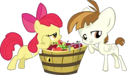 Size: 754x447 | Tagged: apple bloom, artist:bronybyexception, derpibooru import, featherbloom, featherweight, flirting, safe, shipping, toy ship