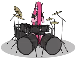 Size: 1254x1086 | Tagged: artist:raynebowcrash, derpibooru import, drums, heavy metal, pinkamena diane pie, pinkie pie, punkamena, punkie pie, safe, simple background, solo, transparent background