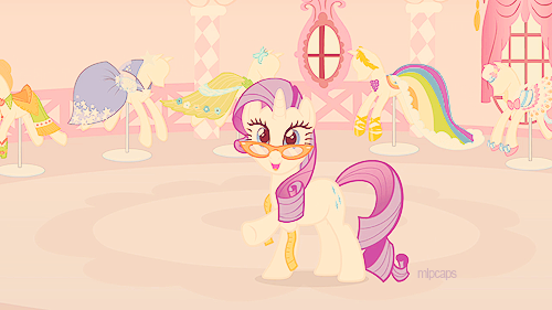 Size: 500x281 | Tagged: artist:mlpcaps, clothes, derpibooru import, dress, gala dress, rarity, safe, solo, suited for success