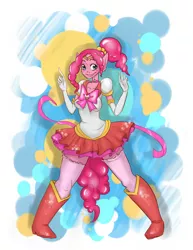Size: 1024x1325 | Tagged: artist:rubynina, clothes, derpibooru import, eared humanization, humanized, pinkie pie, pony coloring, safe, sailor scout, solo, tailed humanization, thigh highs