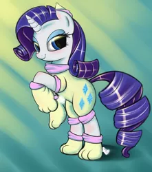 Size: 3000x3400 | Tagged: safe, artist:carligercarl, derpibooru import, rarity, pony, unicorn, bipedal, catsuit, lidded eyes, looking at you, paw gloves, solo