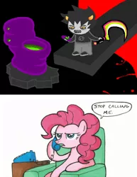 Size: 650x842 | Tagged: derpibooru import, homestuck, karkat vantas, pinkie pie, safe, stop calling me