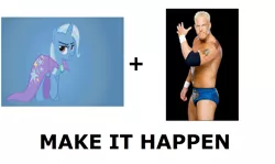 Size: 1337x796 | Tagged: safe, artist:shelmo69, derpibooru import, trixie, exploitable meme, make it happen, meme, mr kennedy, simple background, vector, white background, wwe