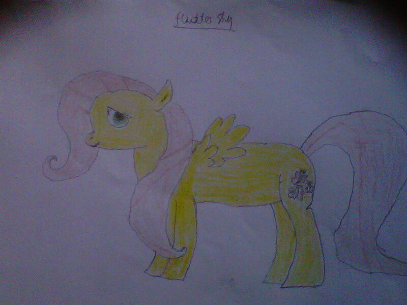 Size: 1072x804 | Tagged: safe, artist:trixiemena, derpibooru import, fluttershy, simple background, smiling, solo, traditional art