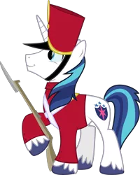 Size: 5609x7000 | Tagged: absurd resolution, artist:xenoneal, clothes, costume, derpibooru import, safe, shining armor, simple background, solo, steadfast tin soldier, the steadfast tin soldier, transparent background, vector