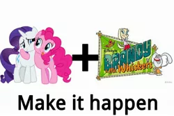 Size: 3000x2000 | Tagged: brandy and mr whiskers, derpibooru import, exploitable meme, make it happen, meme, pinkie pie, rarity, safe, text