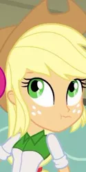 Size: 193x385 | Tagged: safe, derpibooru import, screencap, applejack, equestria girls, equestria girls (movie), cropped, liar face, liarjack, scrunchy face, solo focus