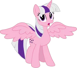 Size: 6022x5367 | Tagged: safe, artist:luuandherdraws, derpibooru import, twilight sparkle, twilight sparkle (alicorn), alicorn, pony, absurd resolution, female, g1, g1 to g4, g4, generation leap, mare, simple background, solo, spread wings, transparent background, vector, wings