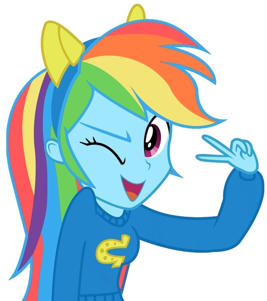 Size: 890x1003 | Tagged: safe, derpibooru import, rainbow dash, equestria girls, equestria girls (movie), cute, looking at you, open mouth, peace sign, simple background, smiling, solo, vector, white background, wink