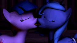 Size: 640x360 | Tagged: suggestive, artist:twily404, derpibooru import, princess luna, twilight sparkle, 3d, animated, female, filly, foalcon, french kiss, kissing, lesbian, s1 luna, shipping, sloppy kissing, source filmmaker, tongue out, twiluna, video at source, woona, youtube link