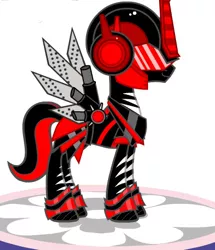 Size: 392x456 | Tagged: 9000 hours in pony creator, derpibooru import, donut steel, familiar, oc, pony creator, red and black oc, safe, solo, the fabulous ponymaker, unofficial characters only