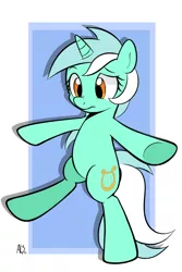 Size: 590x885 | Tagged: safe, artist:datahmedz, derpibooru import, lyra heartstrings, pony, unicorn, bipedal, cute, female, lyrabetes, mare, nose wrinkle, solo, walking