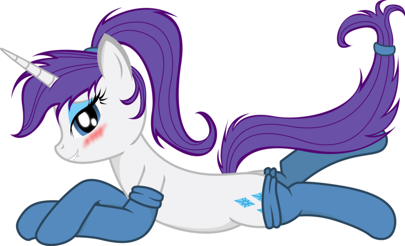 Size: 5523x3365 | Tagged: alternate hairstyle, artist:zuko42, blushing, clothes, derpibooru import, lip bite, ponytail, rarity, simple background, socks, solo, suggestive, transparent background