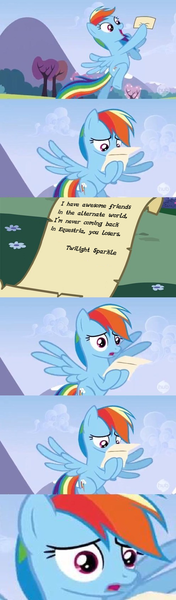 Size: 496x1691 | Tagged: exploitable meme, letter meme, meme, rainbow dash, safe