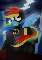 Size: 1350x1950 | Tagged: artist:blackbewhite2k7, batman, batman the animated series, crossover, dc comics, derpibooru import, night, parody, rainbow dash, safe, solo