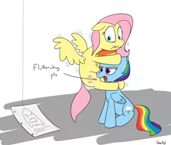 Size: 2014x1710 | Tagged: artist:rapidstrike, boo, derpibooru import, fluttershy, ghost, paper, pls, pony hat, rainbow dash, safe, scared, scrunchy face, shaking