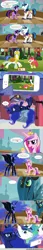 Size: 852x4985 | Tagged: apple bloom, artist:stonebolt, bed, comic, derpibooru import, eyes closed, frown, gameloft, grin, iphone, legs in air, magic, nightmare moon, on back, open mouth, phone, princess cadance, princess celestia, princess luna, queen chrysalis, raised hoof, royal guard, safe, scrunchy face, shining armor, smartphone, smiling, spread wings, :t, telekinesis, twilight sparkle, wide eyes, wink