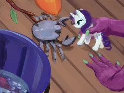 Size: 800x600 | Tagged: artist:spectralunicorn, derpibooru import, doll, playing, rarity, rarity fighting a giant crab, safe, scootaloo, spike, toy