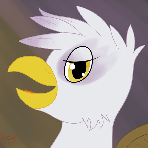 Size: 1500x1500 | Tagged: safe, artist:trancesequence, derpibooru import, gilda, gryphon, open beak, palindrome get, portrait, solo