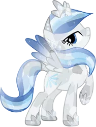 Size: 1911x2526 | Tagged: safe, artist:vector-brony, derpibooru import, oc, oc:princess snowblossom, unofficial characters only, alicorn, pony, alicorn oc, colored wings, crystal alicorn, crystallized, female, gradient wings, hoof shoes, mare, raised hoof, simple background, solo, transparent background, vector