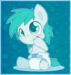 Size: 1200x1280 | Tagged: safe, artist:cuddlehooves, derpibooru import, oc, unofficial characters only, pony, baby, baby pony, diaper, foal, hoof sucking, poofy diaper, solo