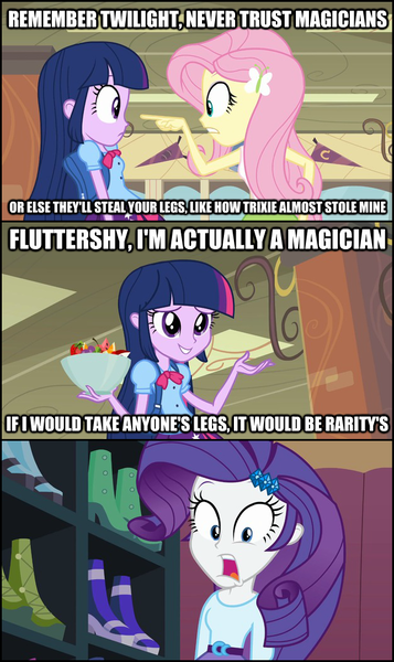 Size: 630x1060 | Tagged: safe, derpibooru import, edit, edited screencap, screencap, fluttershy, rarity, twilight sparkle, equestria girls, equestria girls (movie), comic, food, fruit salad, pointing, salad, screencap comic