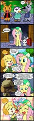 Size: 628x2200 | Tagged: angel bunny, animal crossing, artist:madmax, comic, comic:the town, fluttershy, guilt trip, hat, isabelle, mood whiplash, safe, yay
