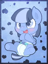 Size: 1125x1499 | Tagged: safe, artist:cuddlehooves, derpibooru import, oc, oc:wavey, unofficial characters only, pony, baby, baby pony, diaper, foal, poofy diaper, solo
