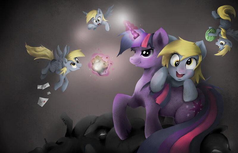 Size: 1024x659 | Tagged: safe, artist:the-raincloud, derpibooru import, derpy hooves, twilight sparkle, pegasus, pony, female, mare