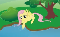 Size: 5286x3272 | Tagged: artist:vasillium, derpibooru import, fluttershy, safe, solo, vector, water