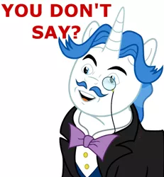 Size: 671x725 | Tagged: safe, artist:inurantchan, derpibooru import, fancypants, ponified, pony, unicorn, bowtie, caption, clothes, image macro, male, meme, solo, stallion, text, you don't say