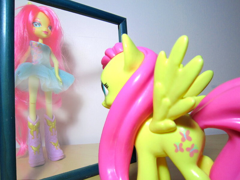 Size: 1024x768 | Tagged: safe, artist:eurocoin, derpibooru import, fluttershy, equestria girls, doll, human ponidox, humanized, mirror, toy