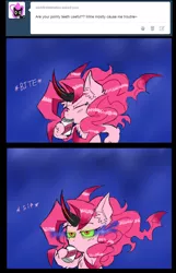 Size: 850x1320 | Tagged: artist:ichibangravity, ask king sombra pie, derpibooru import, king sombra, pinkie pie, possession, safe, soda, tumblr