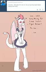 Size: 488x750 | Tagged: ask straight fizzle, clothes, crossdressing, cute, derpibooru import, dragon, fizzle, maid, safe, solo, tumblr