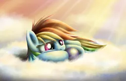 Size: 1200x777 | Tagged: safe, artist:xioade, derpibooru import, rainbow dash, ball, cloud, cloudy, solo