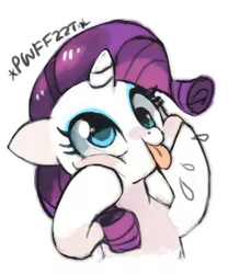 Size: 466x559 | Tagged: dead source, safe, artist:suikuzu, derpibooru import, rarity, pony, unicorn, :p, cute, derp, drool, female, floppy ears, funny face, majestic as fuck, mare, onomatopoeia, pwffzzt, rarara, raribetes, raspberry, raspberry noise, silly, silly pony, simple background, smiling, solo, squishy cheeks, tongue out, white background