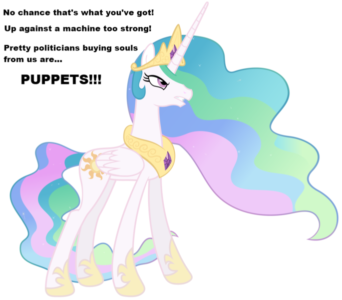 Size: 900x788 | Tagged: safe, artist:mihaaaa, derpibooru import, princess celestia, pony, badass, female, jim johnston, mare, no chance in hell, simple background, solo, song reference, transparent background, vector, vince mcmahon, wwe