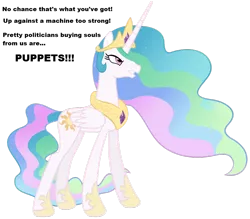 Size: 900x788 | Tagged: safe, artist:mihaaaa, derpibooru import, princess celestia, pony, badass, female, jim johnston, mare, no chance in hell, simple background, solo, song reference, transparent background, vector, vince mcmahon, wwe