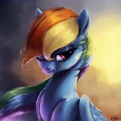 Size: 2700x2700 | Tagged: safe, artist:tarantad0, derpibooru import, rainbow dash, pegasus, pony, one eye closed, solo, wink