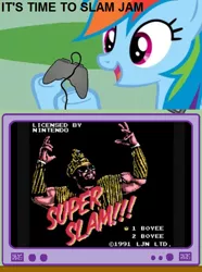 Size: 564x760 | Tagged: derpibooru import, exploitable meme, gamerdash, meme, obligatory pony, rainbow dash, randy savage, safe, tv meme