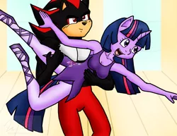 Size: 1646x1268 | Tagged: anthro, artist:sonigoku, commission, crossover, crossover shipping, derpibooru import, female, interspecies, love, male, safe, shadow, shadow the hedgehog, shadtwi, shipping, sonic the hedgehog (series), straight, twilight sparkle