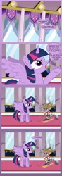 Size: 1050x3000 | Tagged: safe, artist:edowaado, derpibooru import, spike, twilight sparkle, twilight sparkle (alicorn), alicorn, pony, ball and chain, clothes, comic, female, mare, noodle incident, prison outfit, prison stripes, spikeabuse, vector