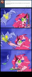 Size: 850x2000 | Tagged: semi-grimdark, artist:ichibangravity, derpibooru import, king sombra, pinkie pie, pony, ask king sombra pie, blood, comic, death, green blood, monster, possessed, possession, sword, tumblr